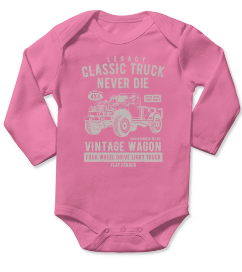 Power Wagon Vintage Distressed Truck Military Classic Medium Denim Blue Long Sleeve Baby One-Piece