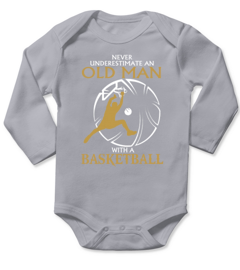 Old Man With A Basketball Long Sleeve Baby One-Piece