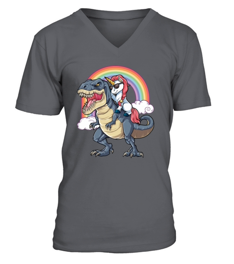 Unicorn Riding Dinosaur T rex T Shirt Unicorns Rainbow Gifts 3 V-Neck T-shirt