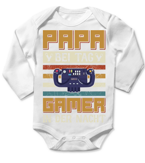 Papa Bei Tag Gamer In Der Nacht Long Sleeve Baby One-Piece
