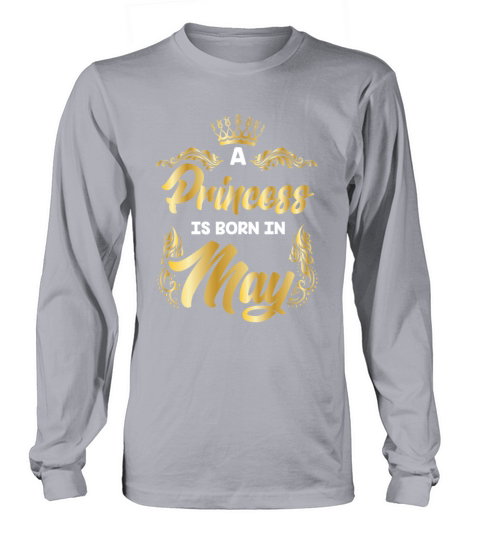 Birthday T-Shirt Princess born in May crown Men's Long Sleeve