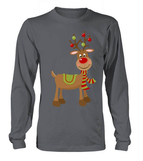 CHRISTMAS REINDEER WITH ANTLER ORNAMENTS Women's Long Sleeve