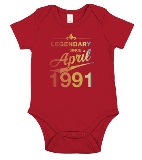 30 Year Old Gift 30th Birthday Born April 1991 Short Sleeve Baby One-Piece