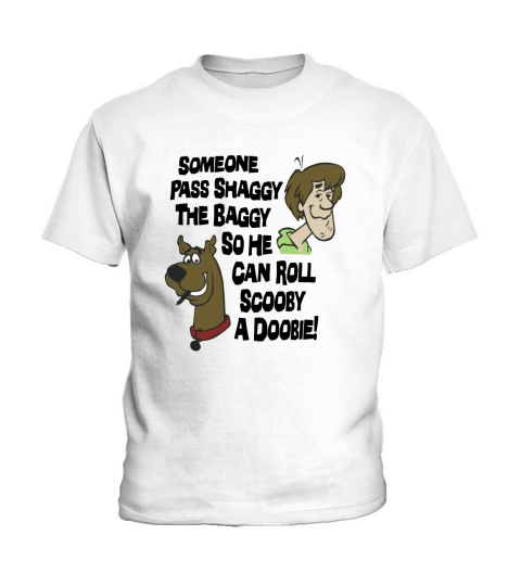 Someone Pass Shaggy The Baggy so He Can Roll Scooby a Doobie on Green Kids T-Shirt