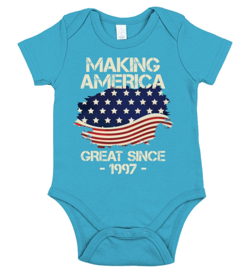 Making America Great Since 1997 American Flag Short Sleeve Baby One-Piece