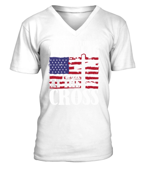 I Stand For The Flag And Kneel For The Cross USA Men's V-Neck T-shirt