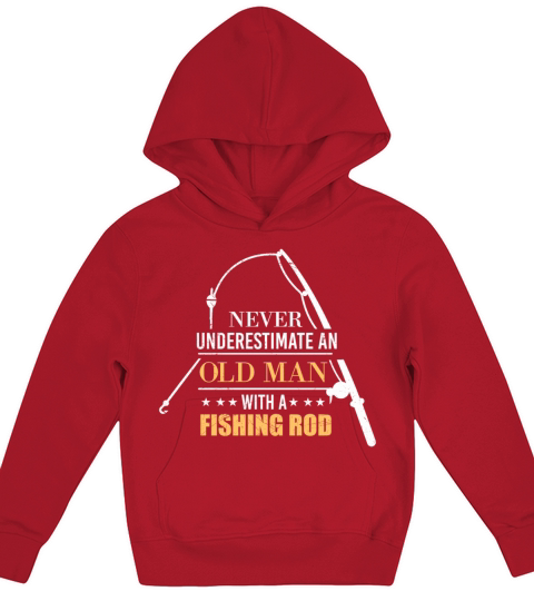 Never underestimate an old man with a fishing rod Kids Hoodie