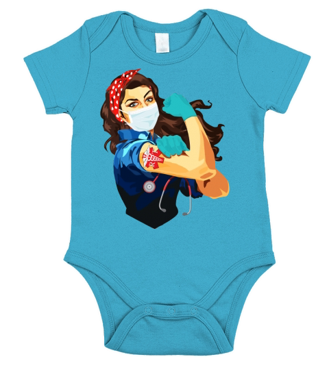 Nurse Rt Respiratory Therapist Frontline Workers Nurse Strong Rosie Riveter Short Sleeve Baby One-Piece