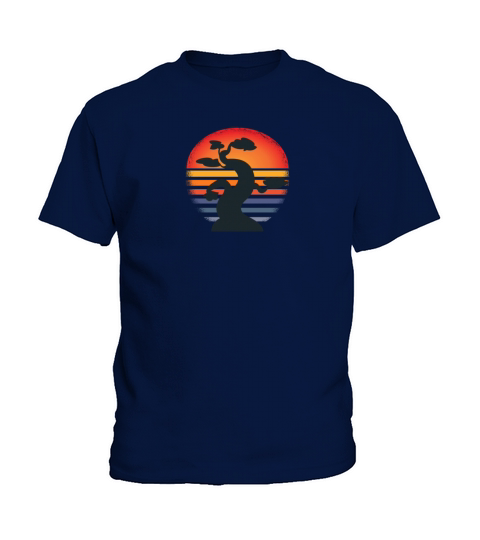Bonsai Tree Silhouette In Vintage Sunset Kids T-Shirt