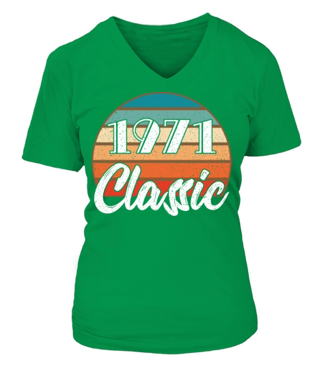 Anniversary Birthday 1971 Classic Colors Design Women's V-Neck T-shirt