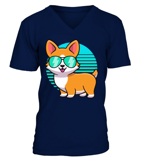 Vintage Corgi Tshirt Kids Boy Girl Funny Corgi Men's V-Neck T-shirt
