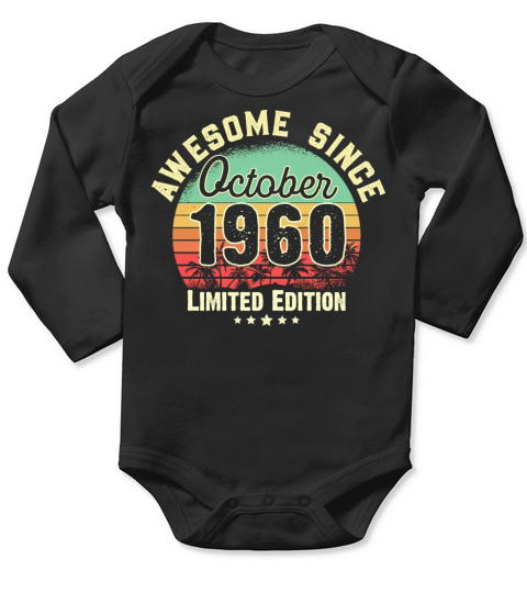 October 1960 61st Year Old Birthday Gift Retro Long Sleeve Baby One-Piece