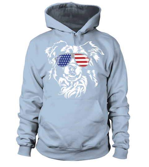 BORDER COLLIE with America Flag Sunglasses Men's Hoodie