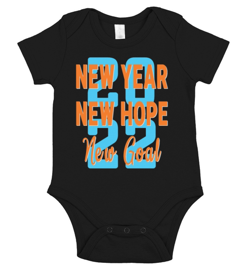 New Year 2022 Hope And Goal Typography Short Sleeve Baby One-Piece