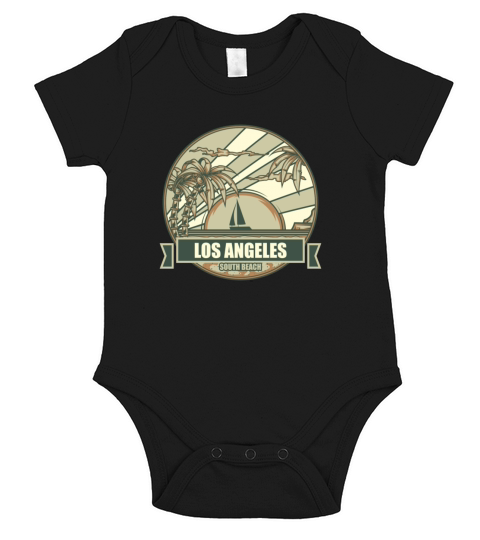 Los Angeles Beach with palms and sunset Short Sleeve Baby One-Piece