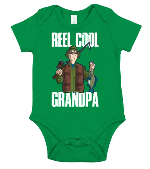 Reel Cool Grandpa Funny Fishing Gift Short Sleeve Baby One-Piece