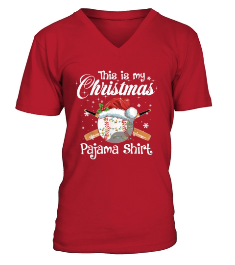 This Is My Christmas Baseball Pajama Gift For Boys Men's V-Neck T-shirt