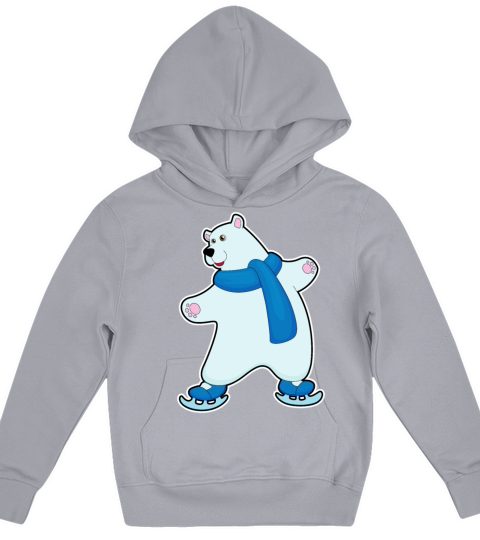 Polar bear at Ice skating with Scarf Kids Hoodie