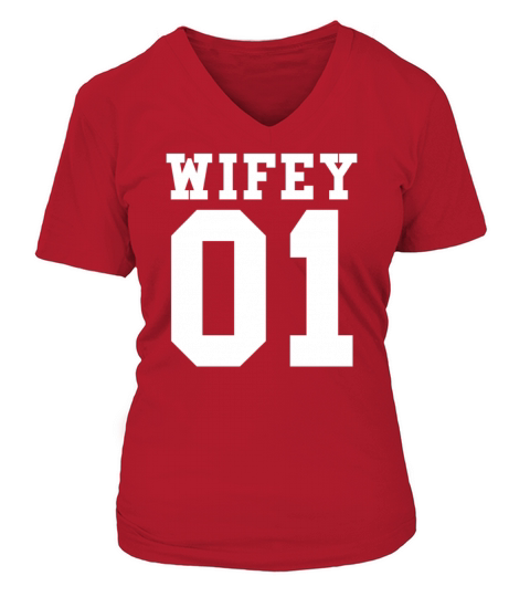 Wifey 01 Lesbian Pride SHIRT LGBT Bride Couple Gift Women's V-Neck T-shirt