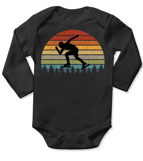 Speed Skating Ice Skater Skate Race Vintage Retro Long Sleeve Baby One-Piece