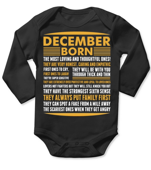December Born Tshirt Long Sleeve Baby One-Piece