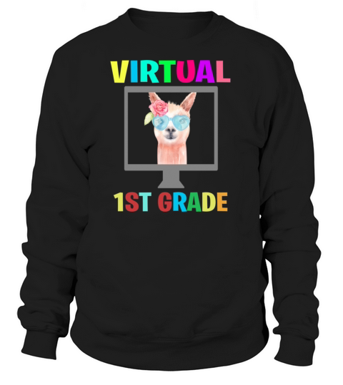 Virtual 1st Grade Distance Learning Llama Women's Sweatshirt