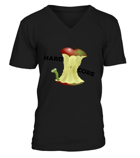 Apple core worm hard core Men's V-Neck T-shirt