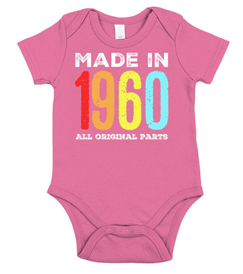 Made in 1960 Vintage Retro 60 Years Birthday Gift Short Sleeve Baby One-Piece