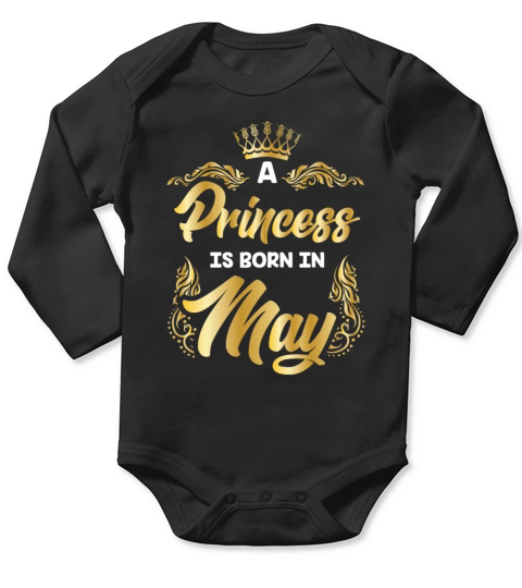 Birthday T-Shirt Princess born in May crown Long Sleeve Baby One-Piece