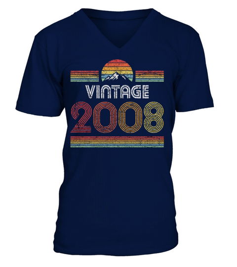2008 Vintage Born 2008 Retro Birthday Gifts For Me Men's V-Neck T-shirt