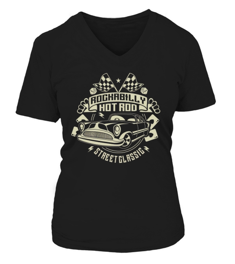 Rockabilly Hotrod V-neck T-Shirt Woman