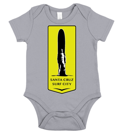 Santa Cruz California Surfer Statue on Neon Box Short Sleeve Baby One-Piece