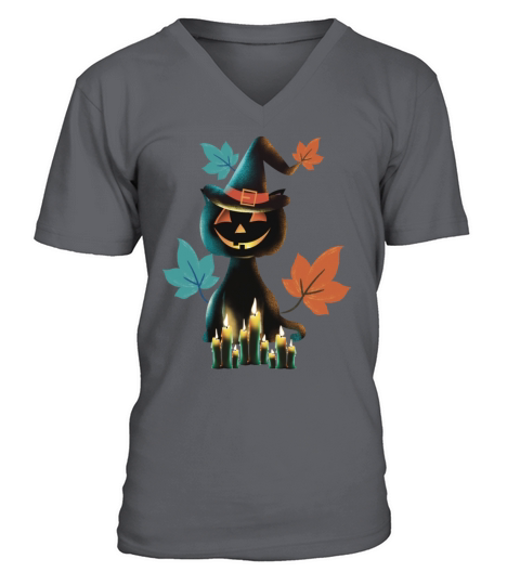 Funny Halloween Pumpkin Head Cat Lover Men's V-Neck T-shirt