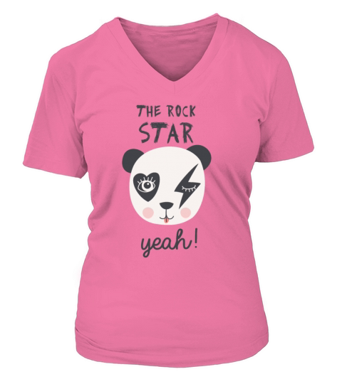 Rock Star Panda Women's V-Neck T-shirt