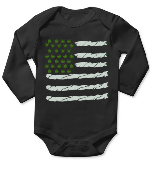 USA Weed Flag American Long Sleeve Baby One-Piece