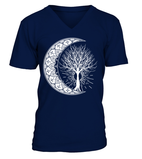 Crescent Moon Tree Earth Day Arbor Day Men's V-Neck T-shirt