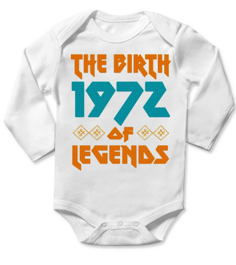 50th Birthday Vintage 1972 Metal Style Ugly Long Sleeve Baby One-Piece