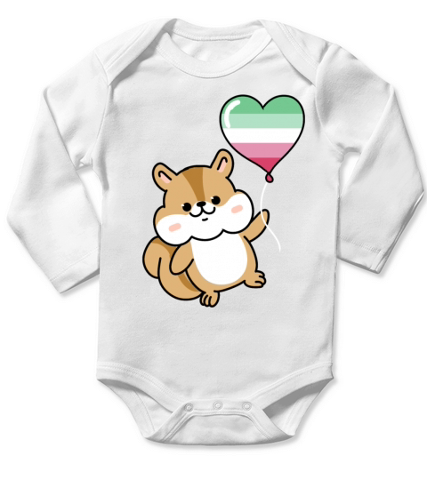 Squirrel Heart Balloon Abrosexual Long Sleeve Baby One-Piece