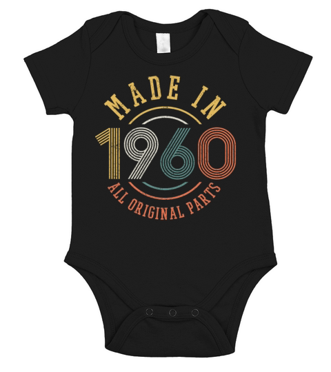 60th Birthday Vintage Made In 1960 Funny Gift Short Sleeve Baby One-Piece