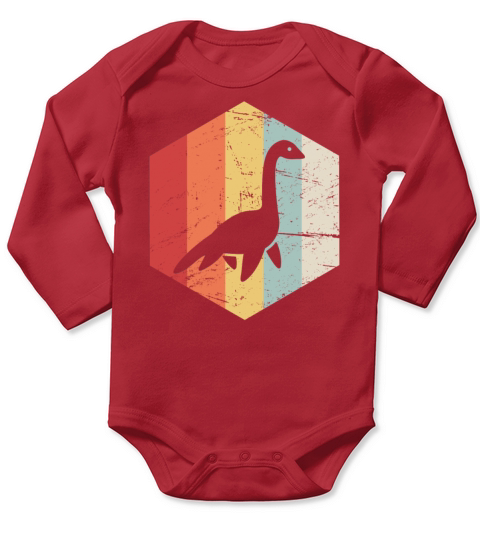 Retro 70s Loch Ness Monster Icon Long Sleeve Baby One-Piece