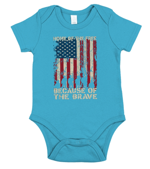 Home Of The Free Because Of The Brave Distress American Flag Short Sleeve Baby One-Piece