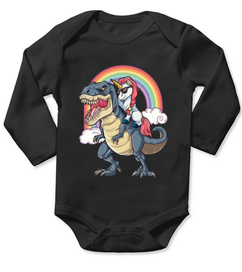Unicorn Riding Dinosaur Long Sleeve Baby One-Piece