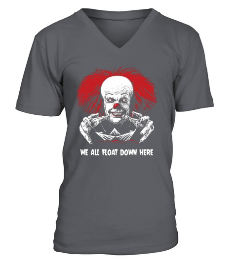 Red Balloon We All Float Down Clown Horror Halloween V-Neck T-shirt