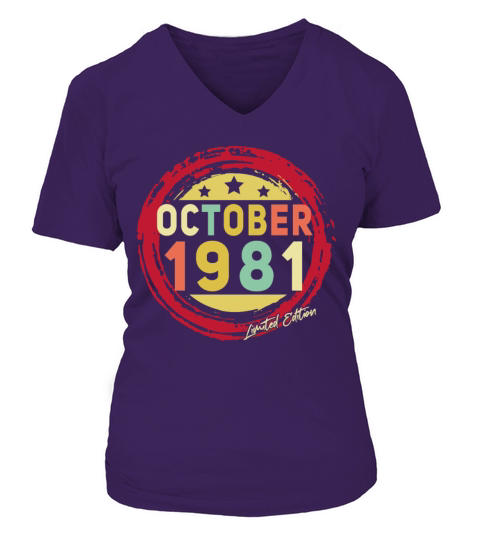 Born October 1981 Vintage Gift Women's V-Neck T-shirt