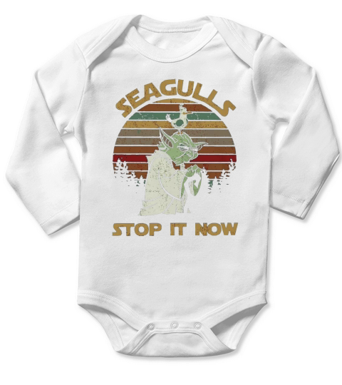 Seagulls Stop It Now Bird Vintage Long Sleeve Baby One-Piece