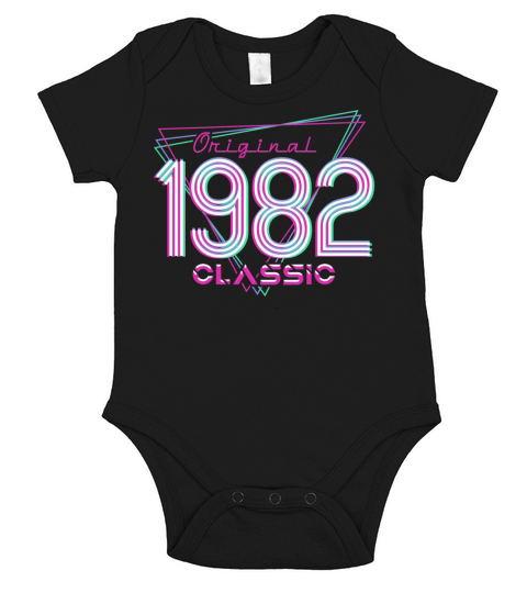 Born In 1982 Throwback Birthday Short Sleeve Baby One-Piece