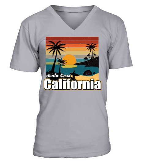 Vintage 70s 80s Style Santa Cruz Ca Surfing Men's V-Neck T-shirt