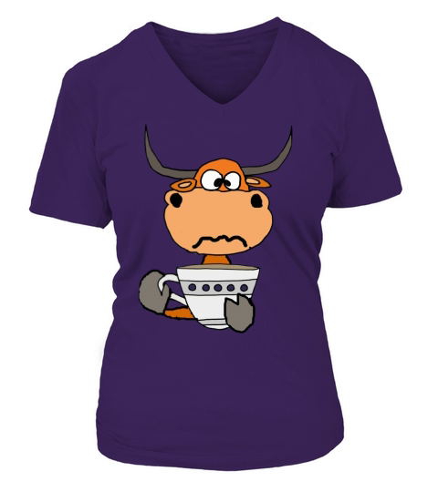 Funny Bull in a China Shop Cartoon T-Shirt V-neck T-Shirt Woman