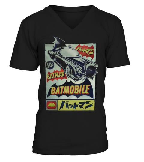 DC Comics Originals Batman Batmobile Japanese Men's V-Neck T-shirt