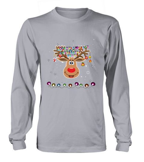 Rudolph Red Nose Reindeer Tee Snow-Snowflakes Women's Long Sleeve